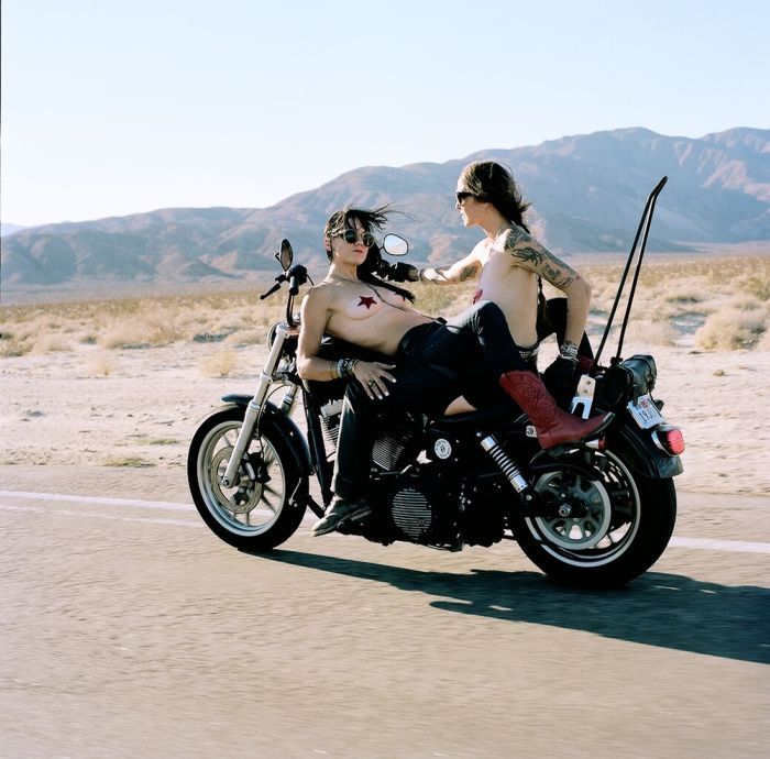 Girls on a motorcycle in Shymkent