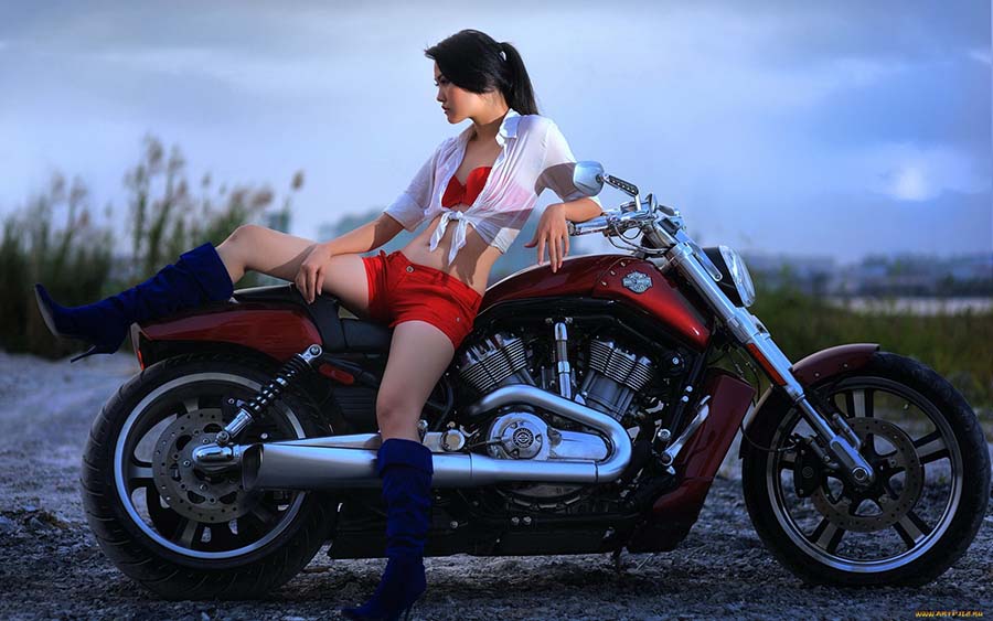 Beautiful girls and motorcycles in Shymkent