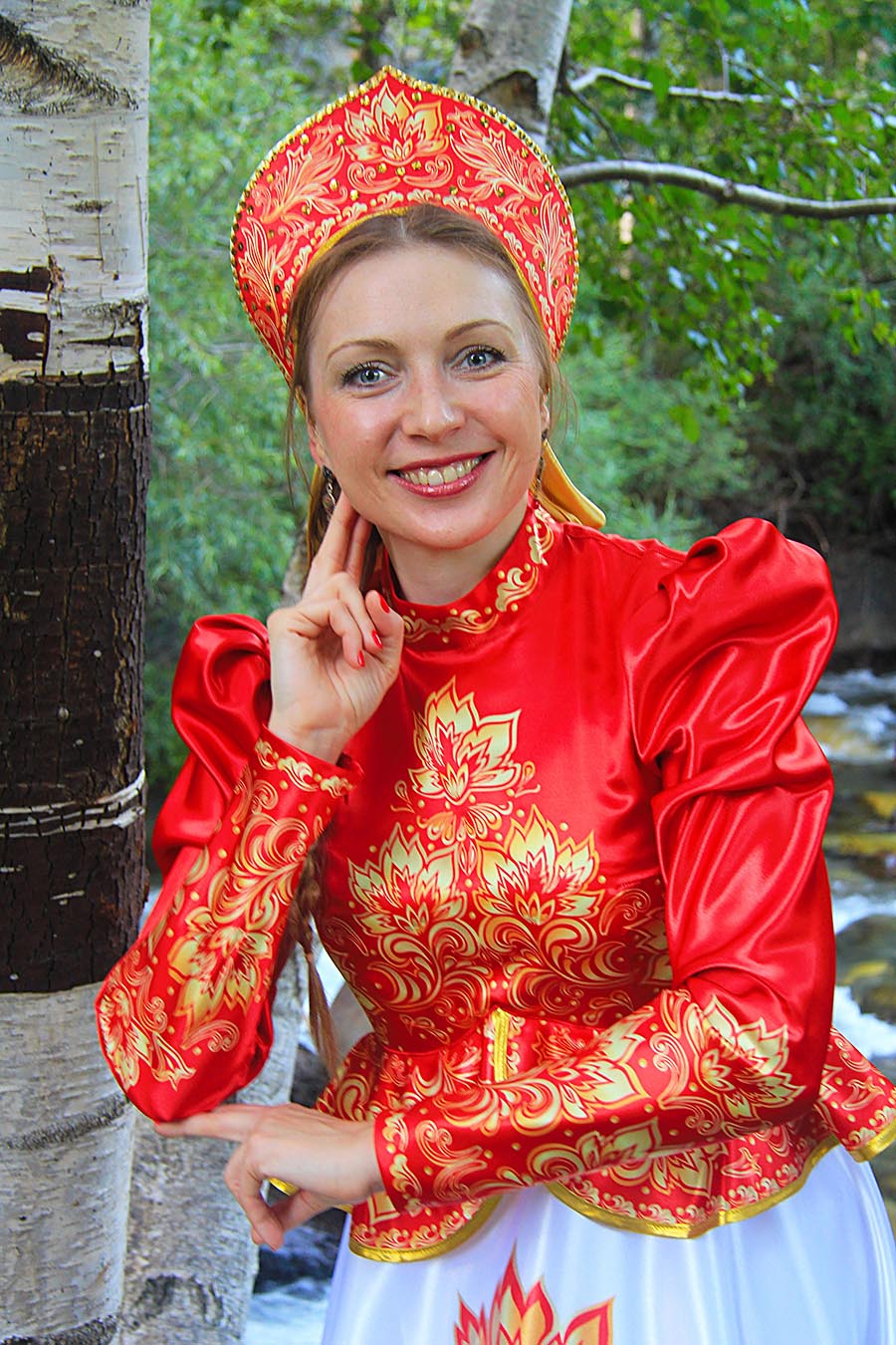 Women in Slavic costumes in Shymkent