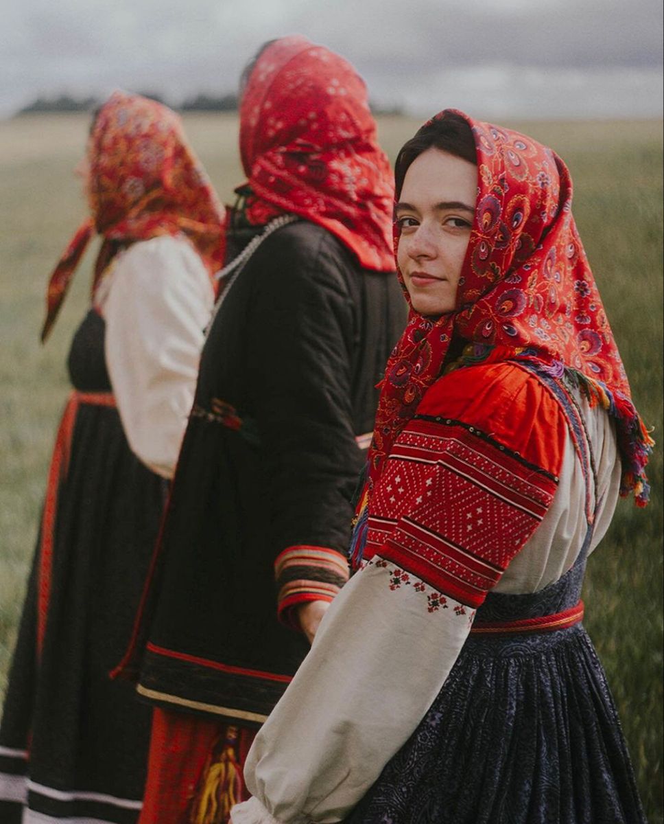 Women in Slavic costumes in Shymkent
