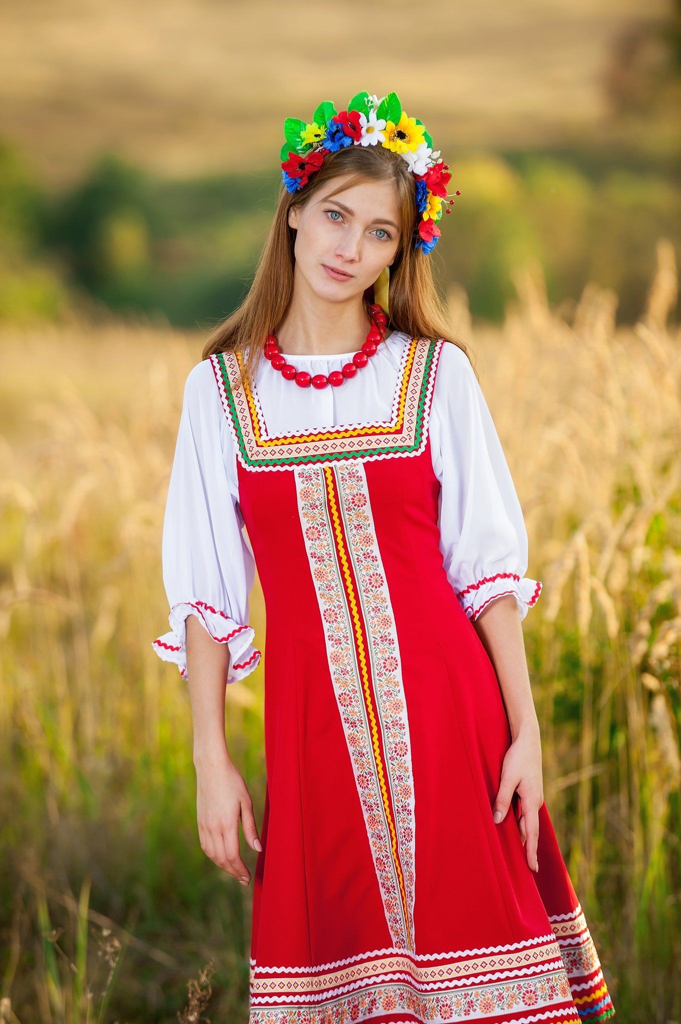 Women in Slavic costumes in Shymkent