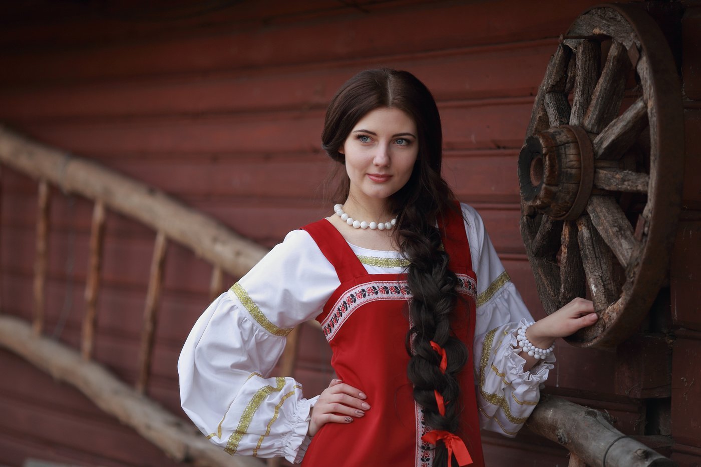 Girls in Slavic costumes in Shymkent