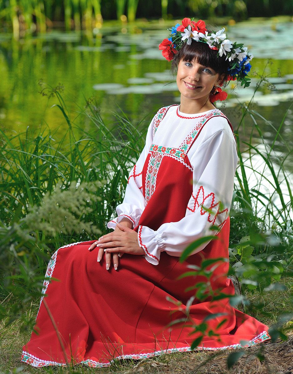 Beautiful girl Girls in Slavic costumes in Shymkent